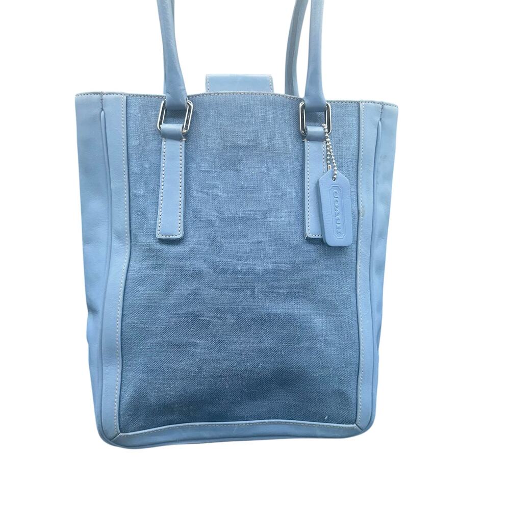Coach Soho Light Blue Leather & Canvas Tote Bag Costa Rica No A1P-9429 vintage - Picture 2 of 16